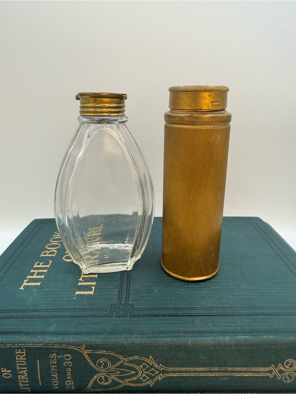 2 Vintage Antique Talcum Powder Containers